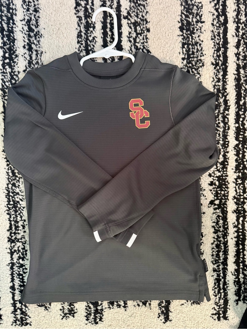 Nike Gray Long Sleeve Pullover with Red and Gold SC Logo